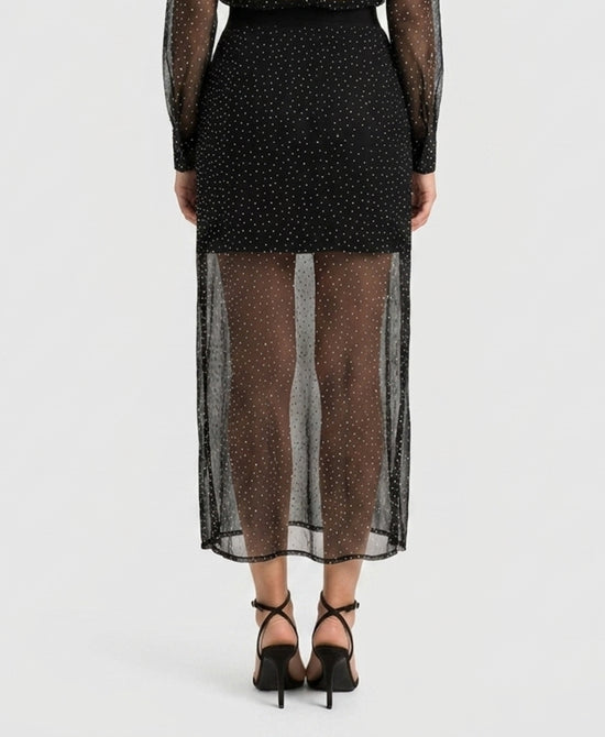 
Midi Skirt w/ Crystals in BLACK view 2