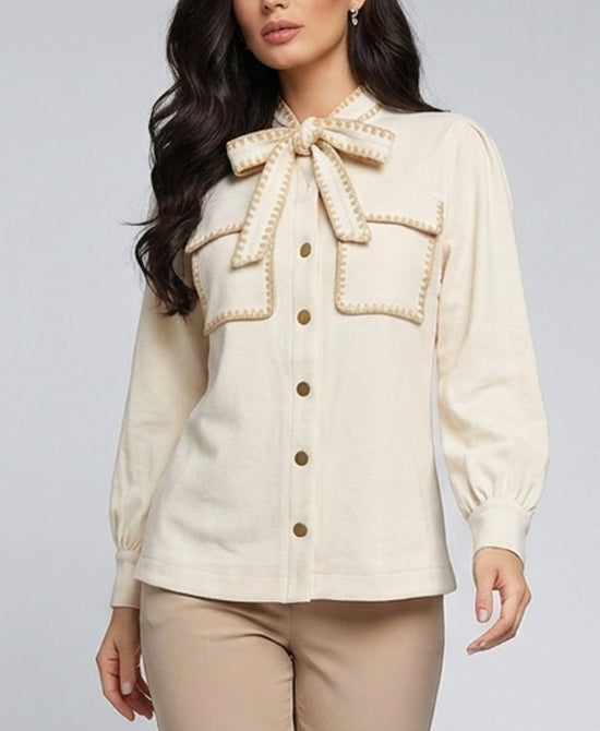 
Shacket w/ Whipstitch Detail in CREAM/BEIGE view 1