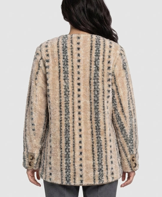 
Faux Fur Bomber Jacket in BEIGE MULTI view 2