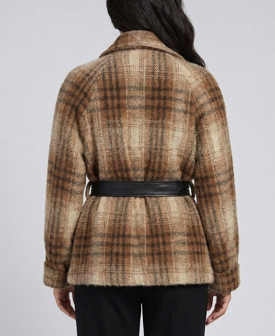 
Faux Fur Plaid Jacket in BEIGE MULTI view 2