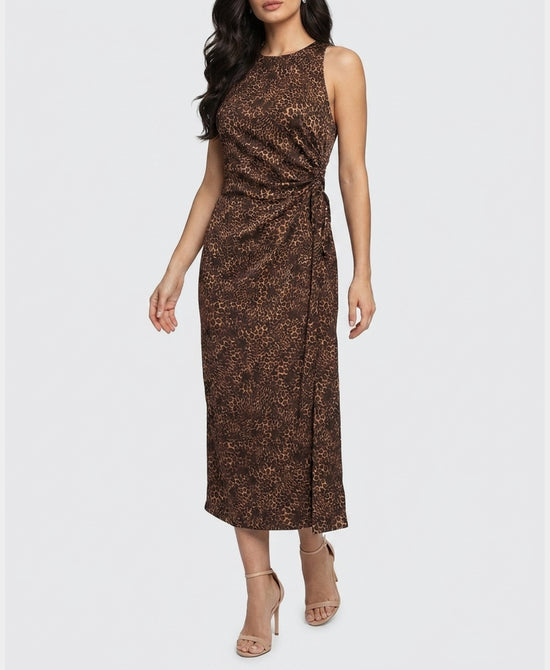 
Leopard Print Midi Dress in BROWN MULTI view 1