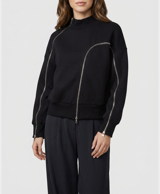 
Scuba Sweatshirt w/ Zippers in BLACK view 1
