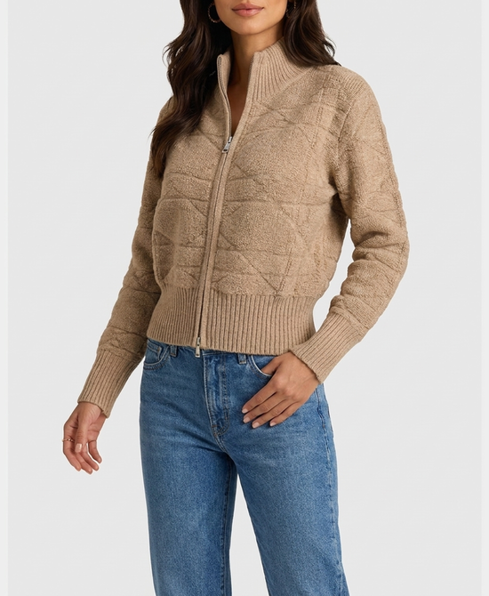 
Zip Up Sweater in BEIGE view 1