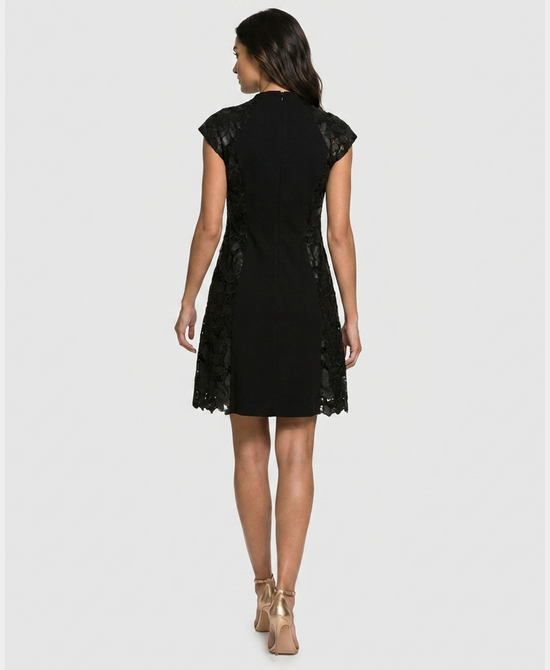 Pleather Cut Out Cap Sleeve Dress