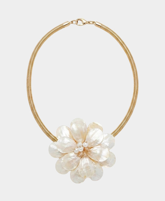 
Mother Of Pearl Flower Collar Necklace in GOLD view 2