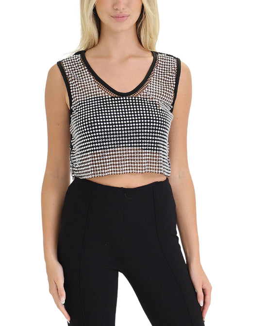 Mesh Rhinestone Tank view 1