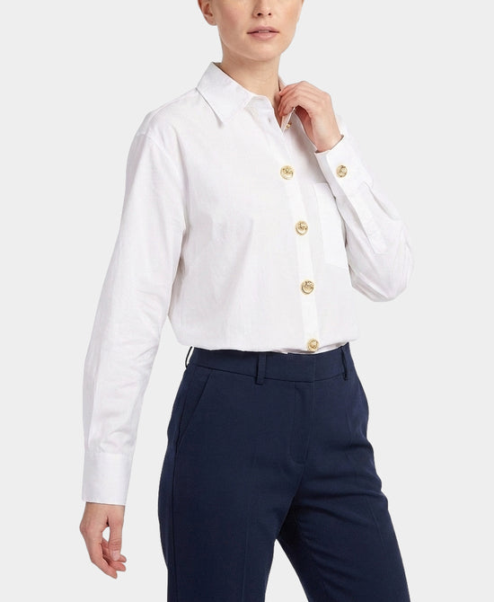 
Shirt w/ Gold & Rhinestone Buttons in WHITE view 1