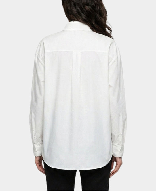 
Blouse w/ Rhinestone & Feather Tie in WHITE view 2