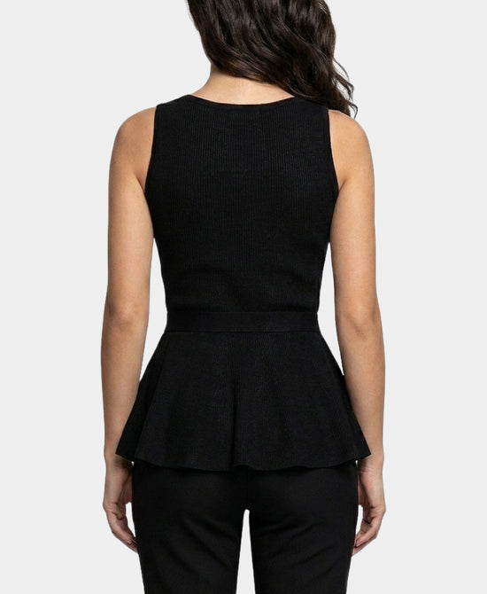 
Knit Peplum Tank in BLACK view 2
