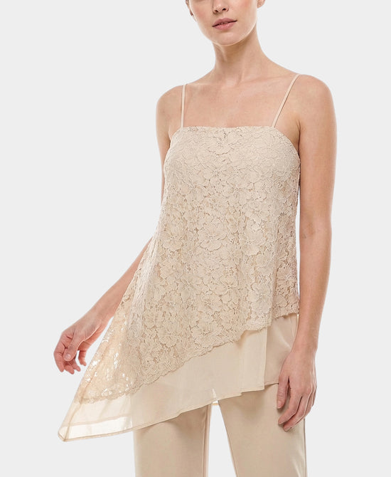 
Lace Asymmetrical Top in BEIGE view 1