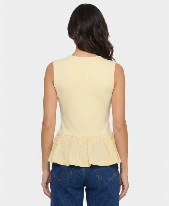 
Knit Tank w/ Bubble Peplum Hem in YELLOW view 2
