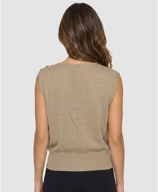 
Knit Top w/ Gold Hardware in BEIGE view 2