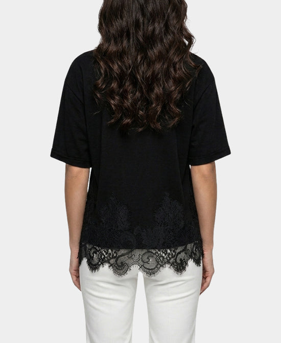 
Tee w/ Lace Trim in BLACK view 2