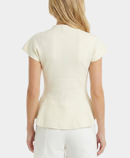 
Knit Peplum Top in IVORY view 2