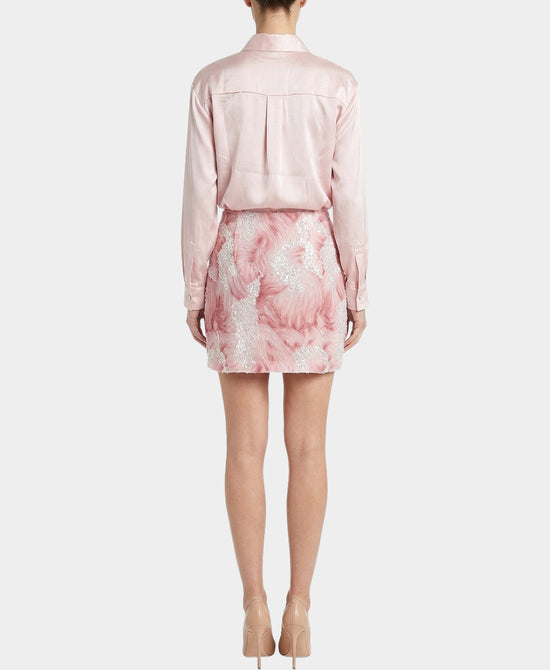 Satin & Textured Flower & Sequins Top & Skirt - 2 Pc Set view 2