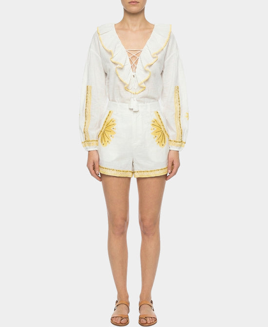Embroidered Ruffle Top w/ Shorts - 2 Pc Set view 1