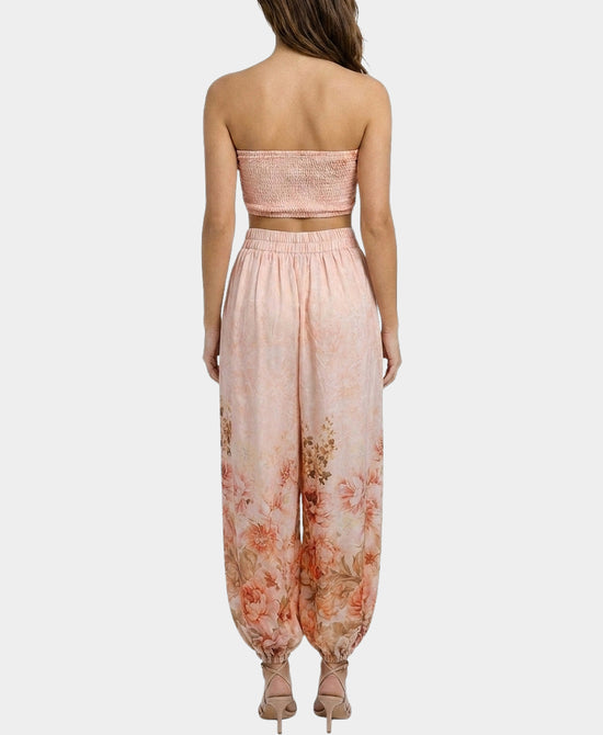 
Floral Print Bandeau Top & Pants - 2 Pc Set in PINK MULTI view 2