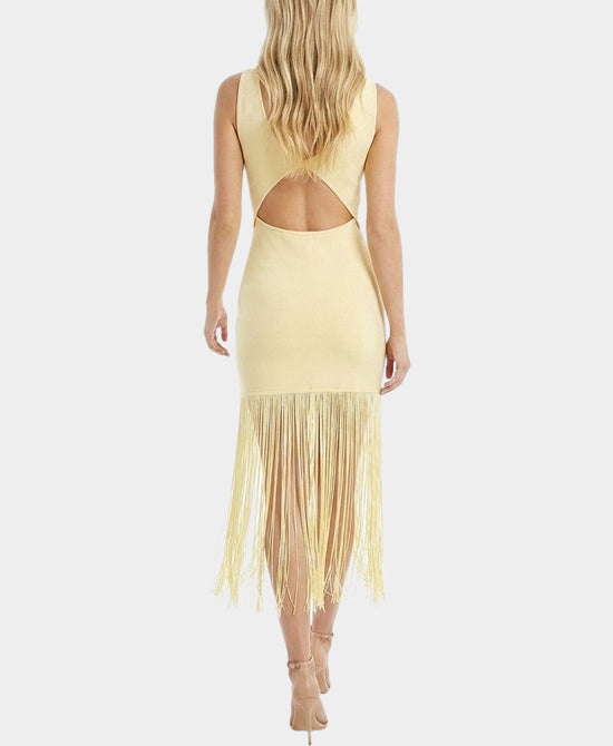
Knit Dress w/ Fringe Bottom in YELLOW view 2
