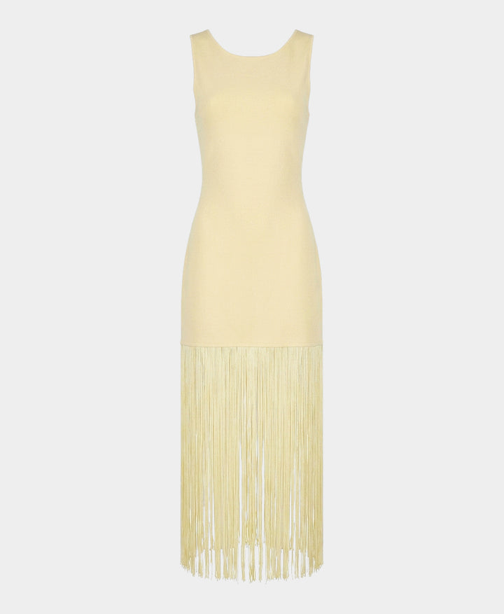 yellow fringe dress Knit Dress w/ Fringe Bottom – FOX'S