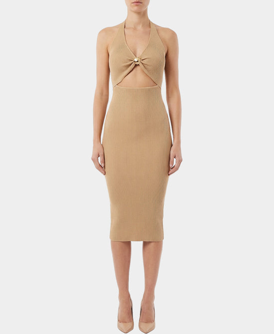 Ribbed Halter Dress w/ Cut-Out view 1