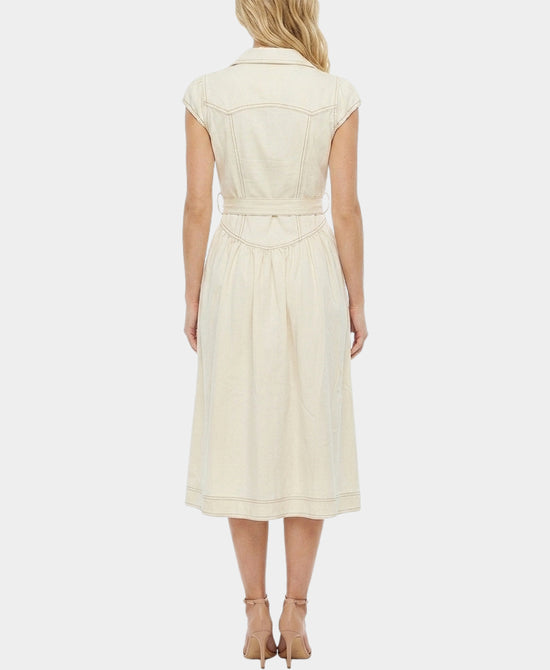 
Shirt Dress w/ Contrast Stitching Detail in IVORY view 2