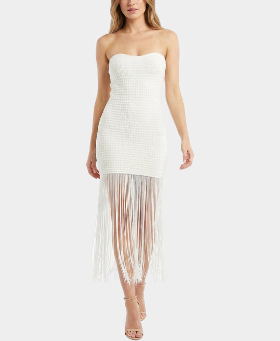 
Strapless Fringe Dress in IVORY view 1