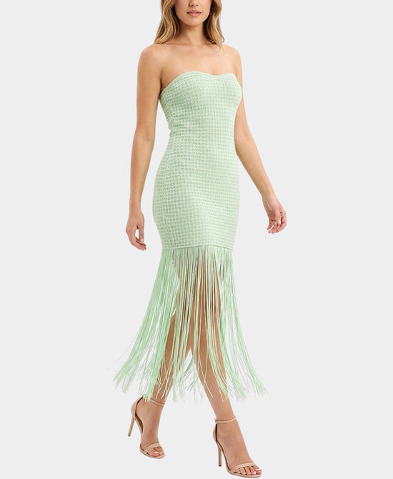 
Strapless Fringe Dress in GREEN view 1
