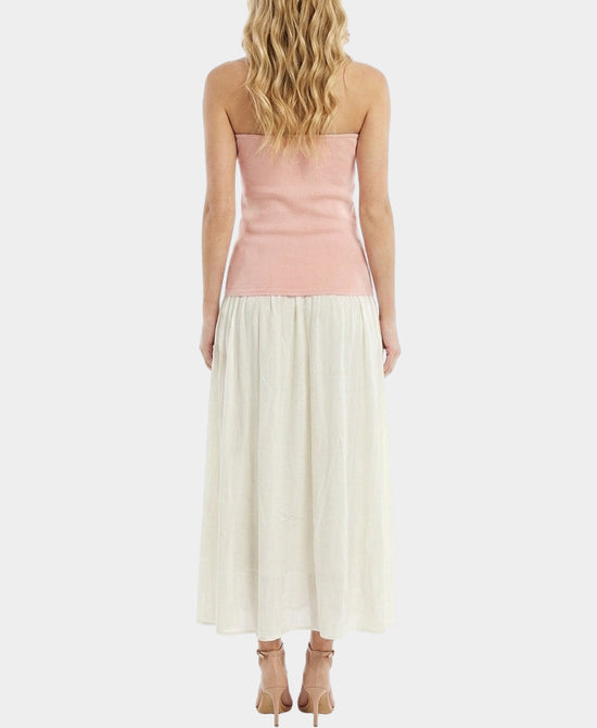
Knit Strapless Maxi Dress in PINK/WHITE view 2