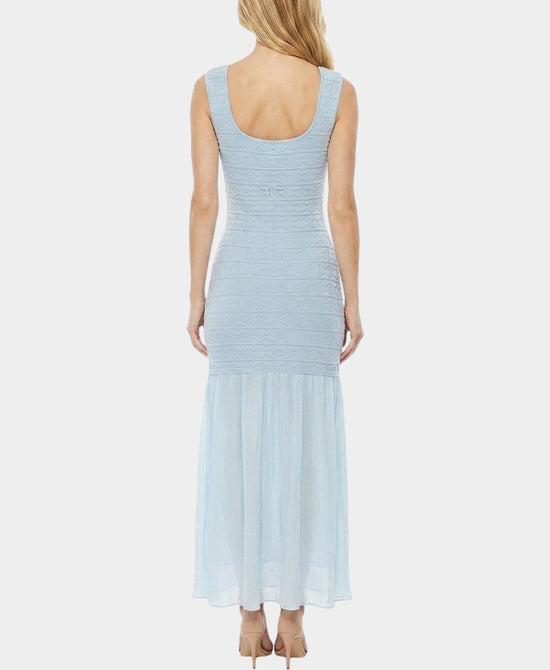
Knit Dress w/ Pleated Sheer Bottom in BLUE view 2