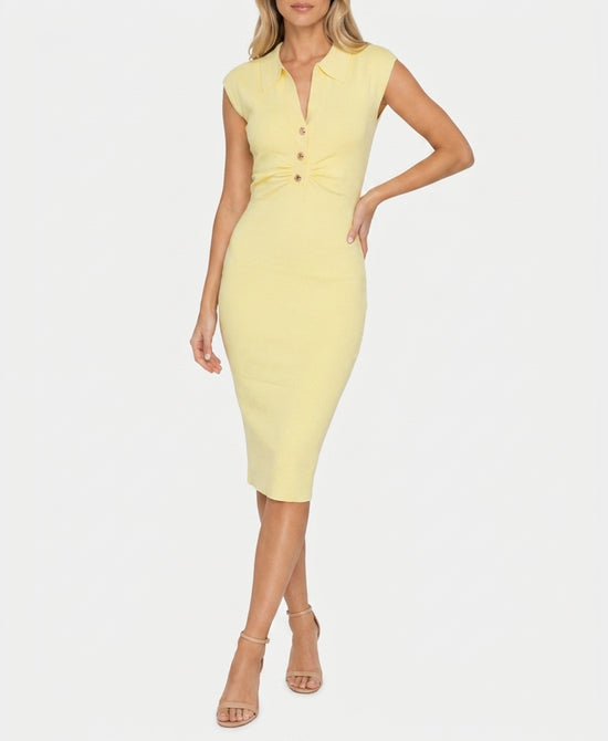 
Ruched Knit Midi Dress in YELLOW view 1