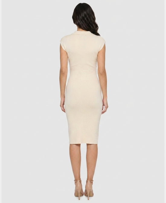 
Ruched Knit Midi Dress in BEIGE view 2