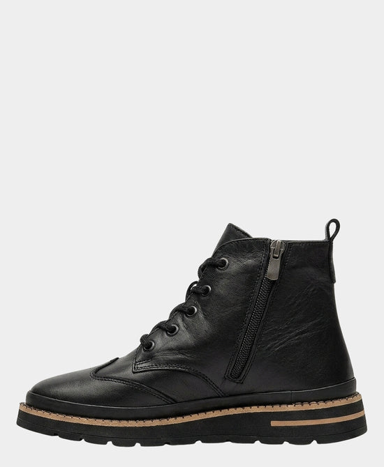 
Leather Lace Up Bootie in BLACK view 2