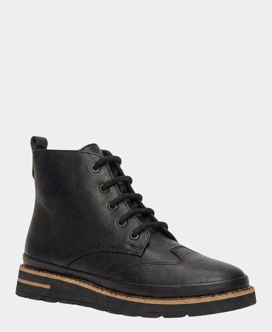 
Leather Lace Up Bootie in BLACK view 1