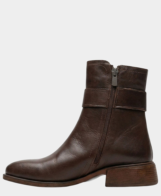 
Leather Buckle Bootie in BROWN view 2