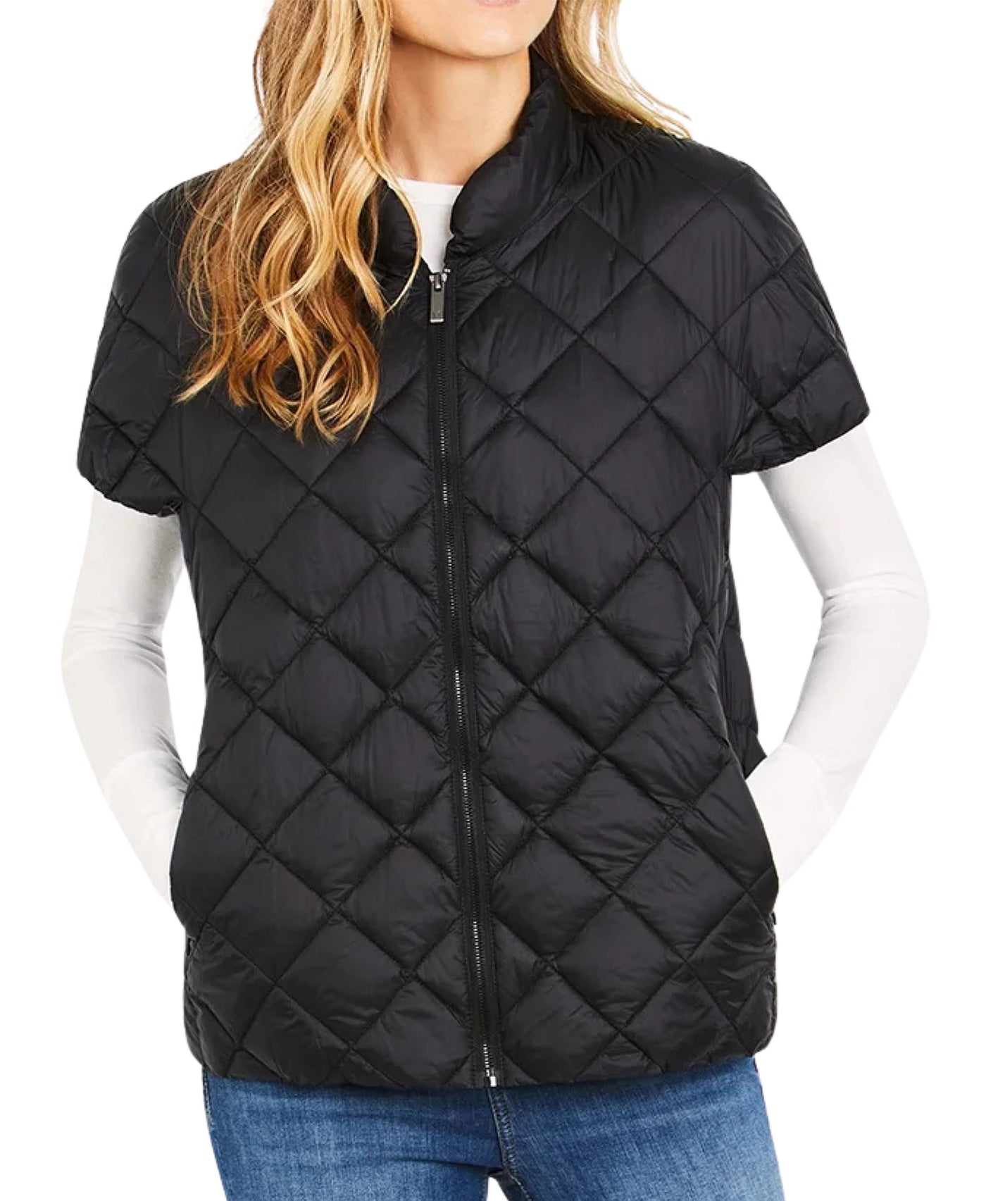 Diamond Quilted Short Sleeve Puffer Vest view 1