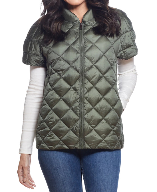 Diamond Quilted Short Sleeve Puffer Vest view 