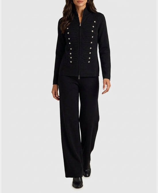 
Knit Band Jacket w/ Pants Set- 2 pc Set in BLACK view 1