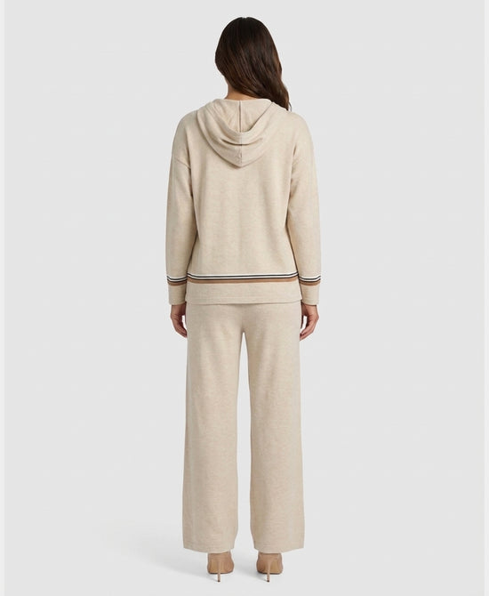
Contrast Stripe Hoodie w/ Pants Set- 2 pc Set in CREAM view 2
