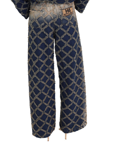 Textured Denim Pants