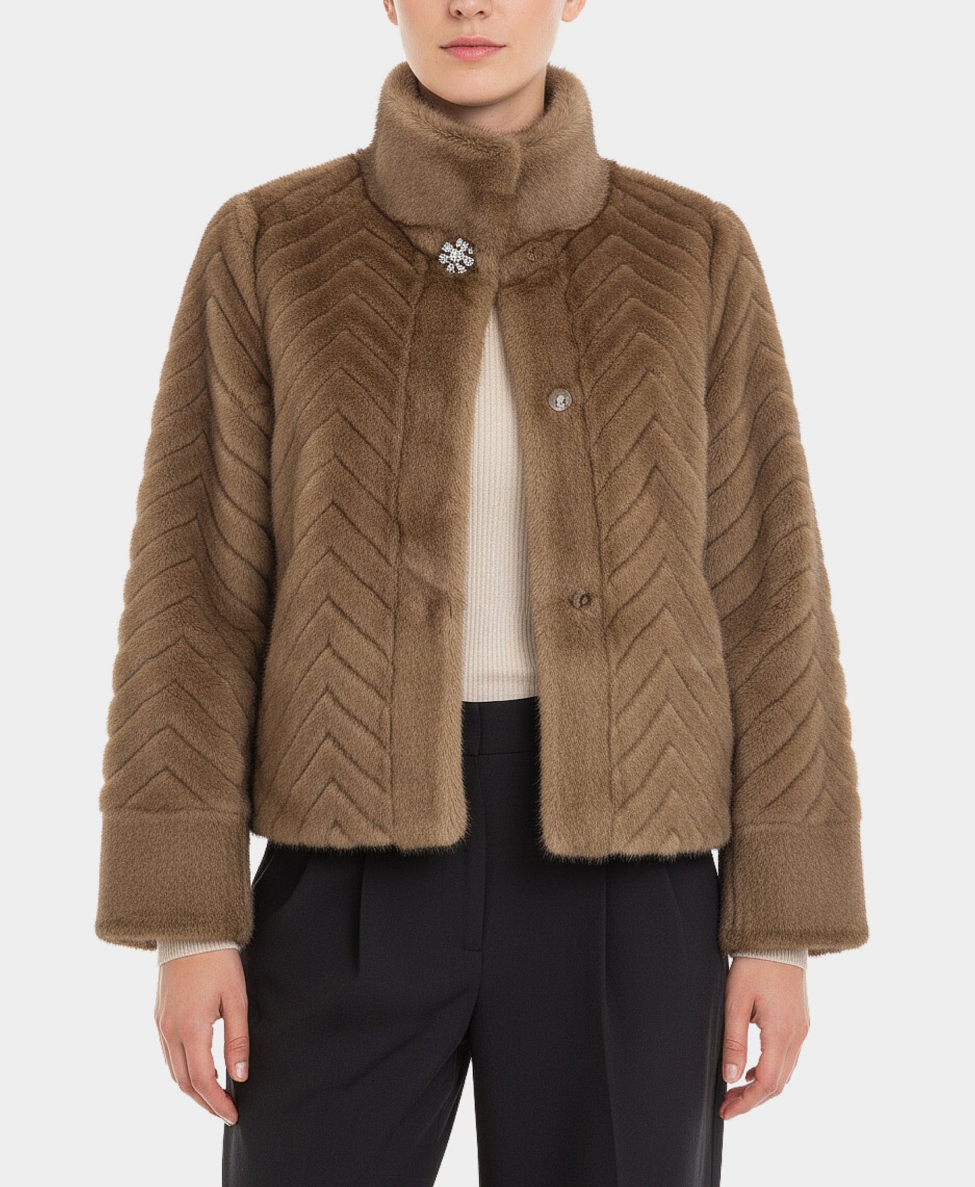 Faux Fur Herringbone Jacket view 1