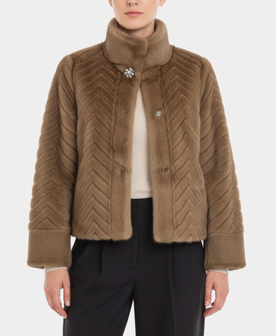 Faux Fur Herringbone Jacket image 1