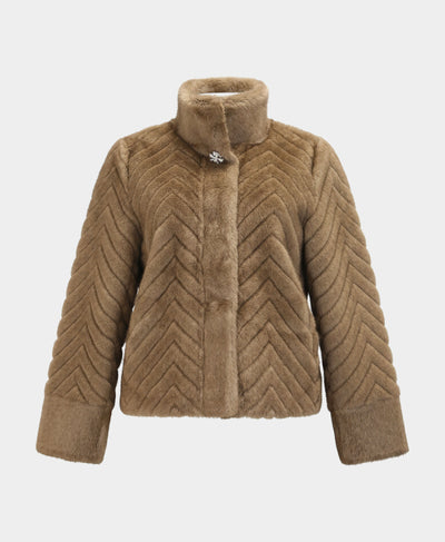Faux Fur Herringbone Jacket image 2