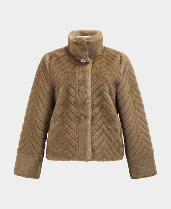 Faux Fur Herringbone Jacket view 