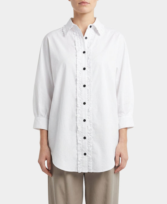 Blouse w/ Ruffle Trim & Open Back view 1