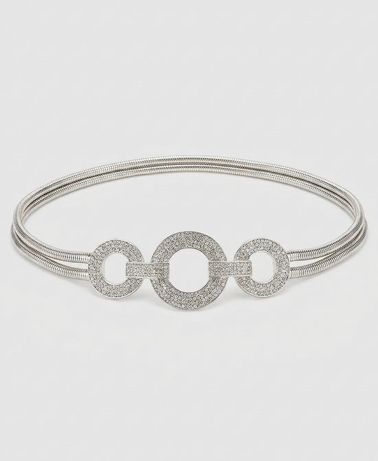 
Rhinestone Double Metal Stretch Belt in SILVER view 2