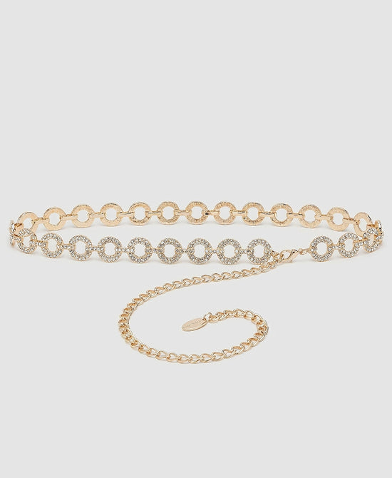 
Crystal Linked Circle Chain Belt in GOLD view 2