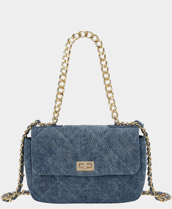 
Denim Quilted Handbag in BLUE view 1