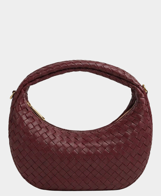 
Woven Handbag in BURGUNDY view 1