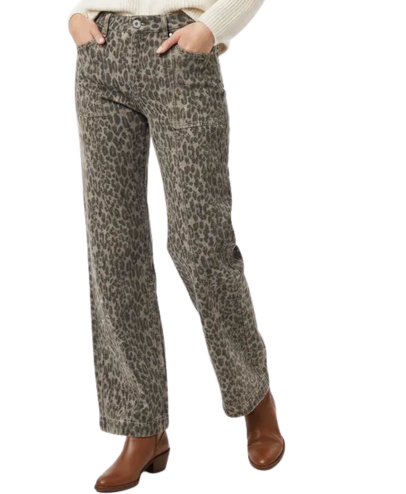 High Rise Leopard Print Jeans view 1