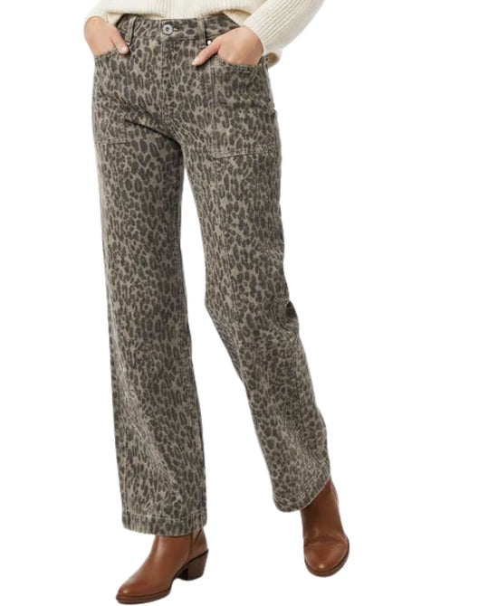 High Rise Leopard Print Jeans view 